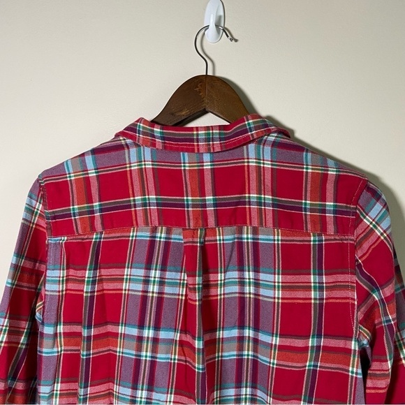 Lauren Jeans Ralph Lauren Boyfriend Plaid Button Down Cotton Red Size Small - Picture 5 of 6